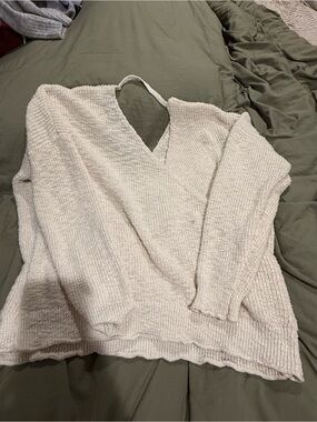 Cozy Cream V-Neck Knit Sweater